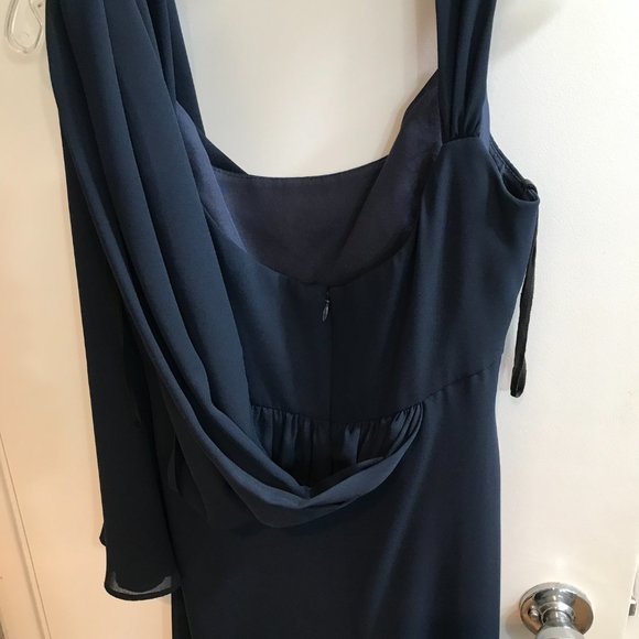 Michaelangelo Navy blue formal sleeveless gown with train and wrap - Picture 4 of 10